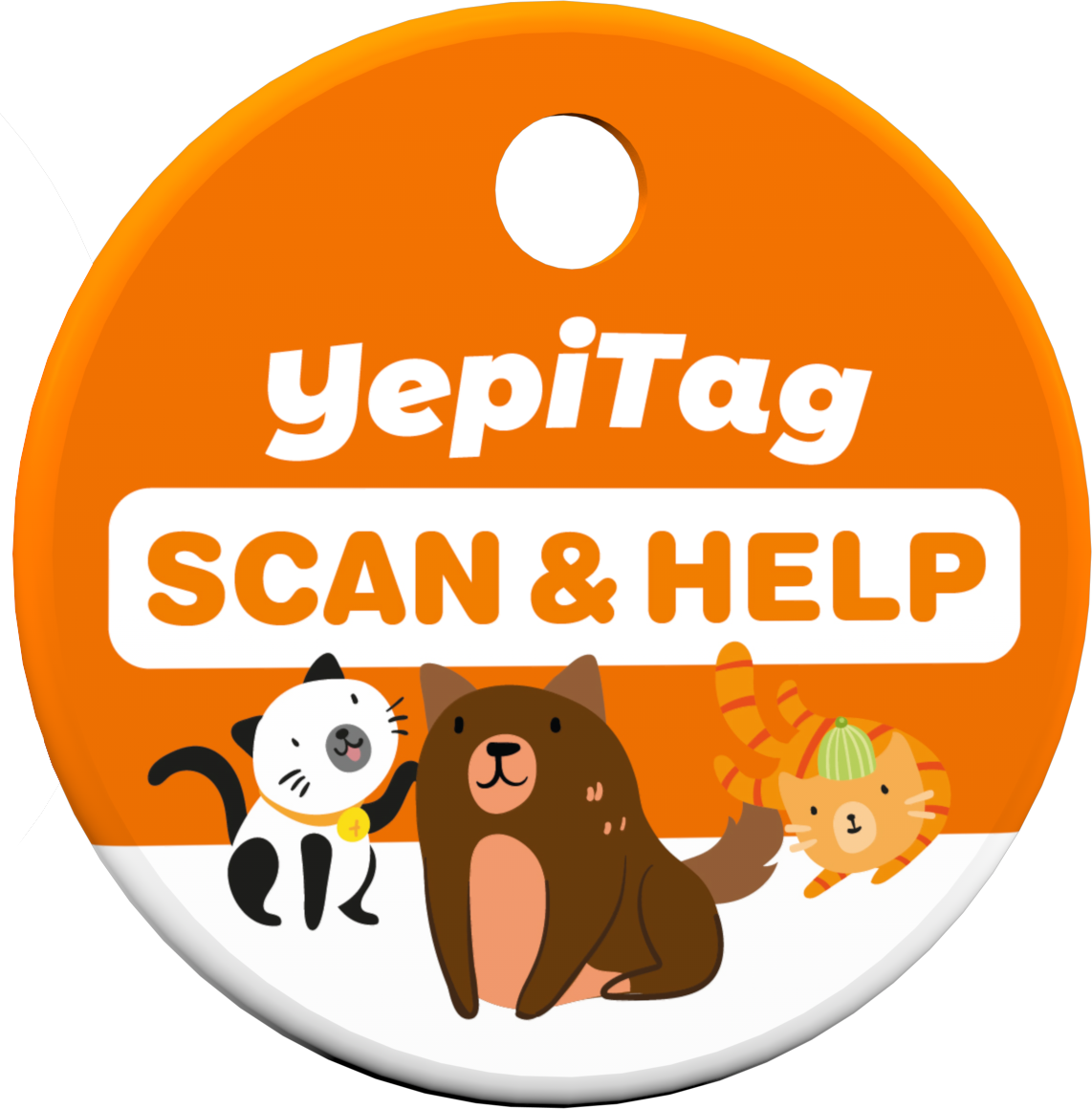 front of the YepiTag pet tag