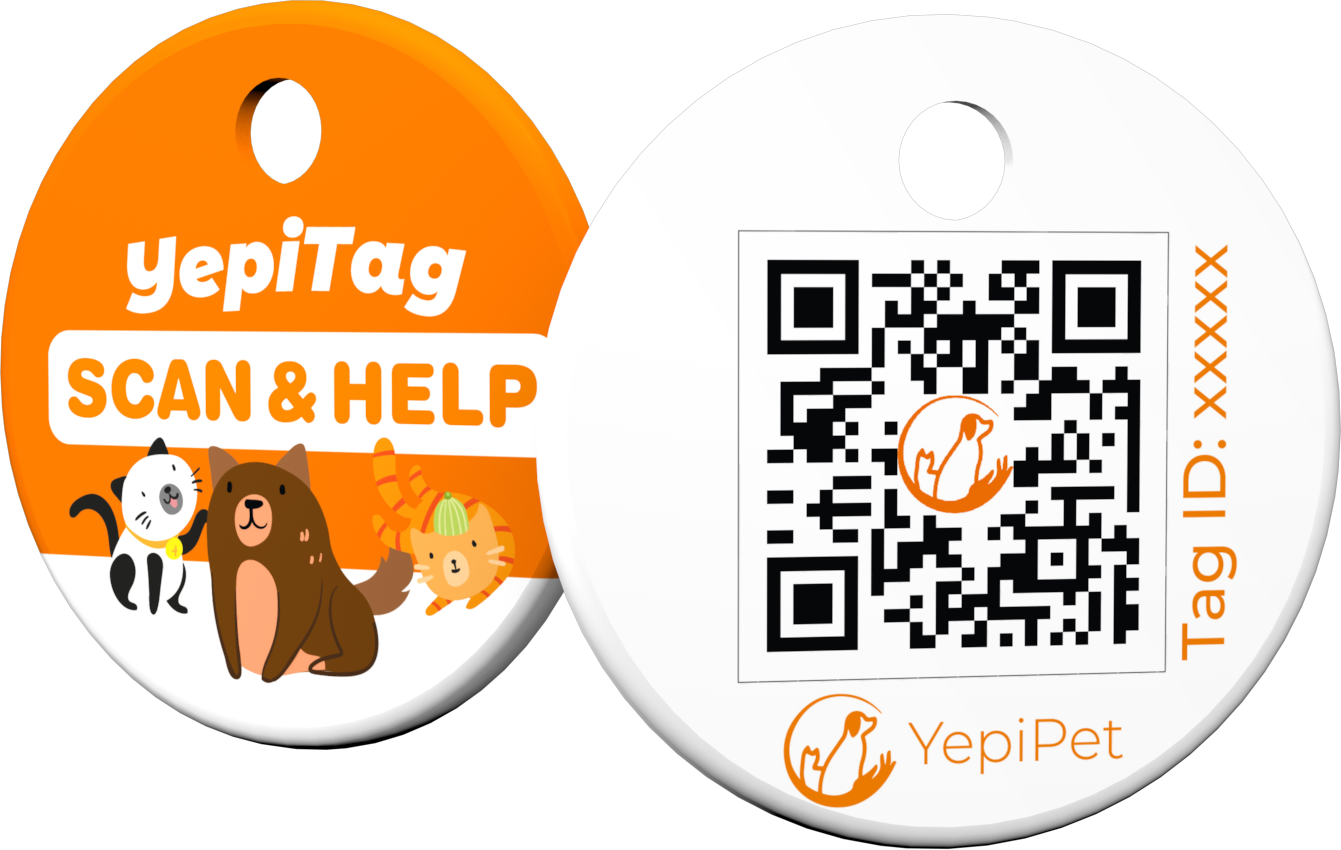 front and back of the YepiTag pet tag